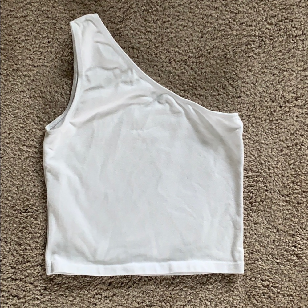 Brandy Melville one-sleeve white crop